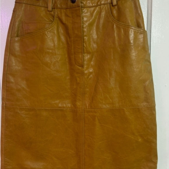 Tan Genuine Leather Skirt - Picture 8 of 8